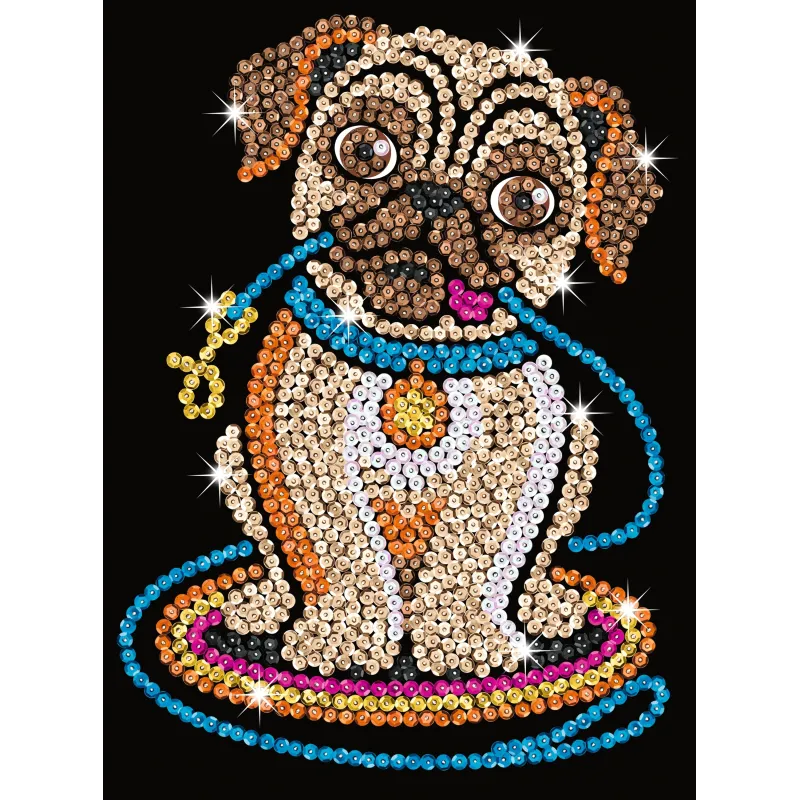 KITFIX Amatniecības komplekts Sequin Art Red spīdumiņu māksla, Mopsīte Lilija