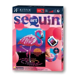 KITFIX Amatniecības komplekts Sequin Art Red spīdumiņu māksla, Flamingo Frenkijs