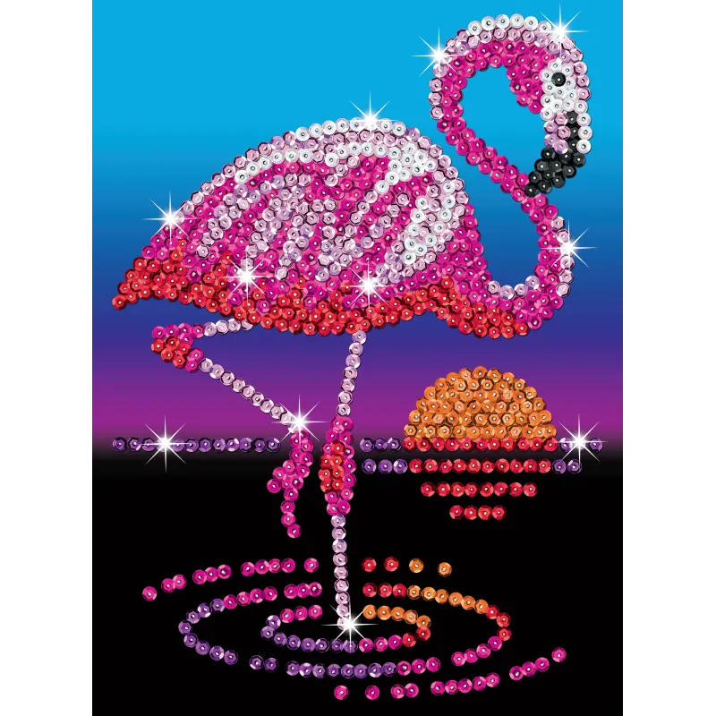 KITFIX Amatniecības komplekts Sequin Art Red spīdumiņu māksla, Flamingo Frenkijs