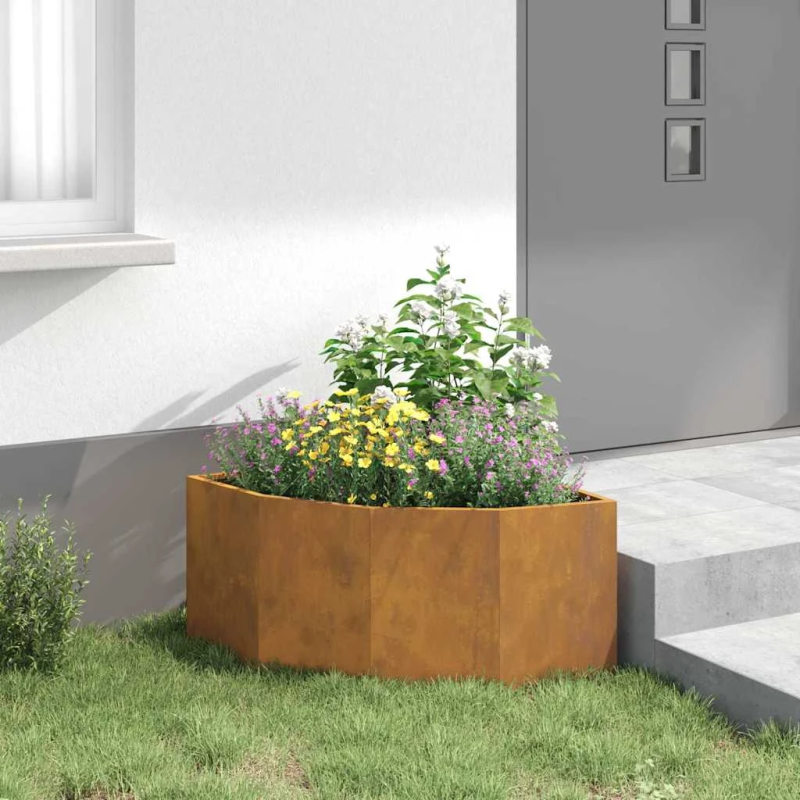 vidaXL Stūra stādītājs Rūsa 60 x 60 x 35 cm Novecināts tērauds