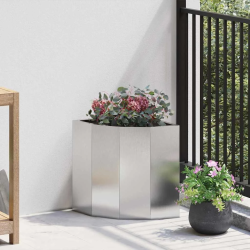 vidaXL Stūra stādītājs Sudraba 30 x 30 x 35 cm Nerūsējošs tērauds