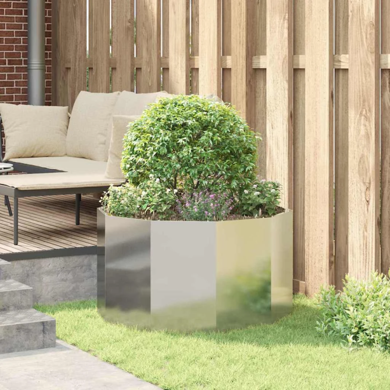 vidaXL Puķu kaste Sudraba 90 x 90 x 50 cm Nerūsējošs tērauds