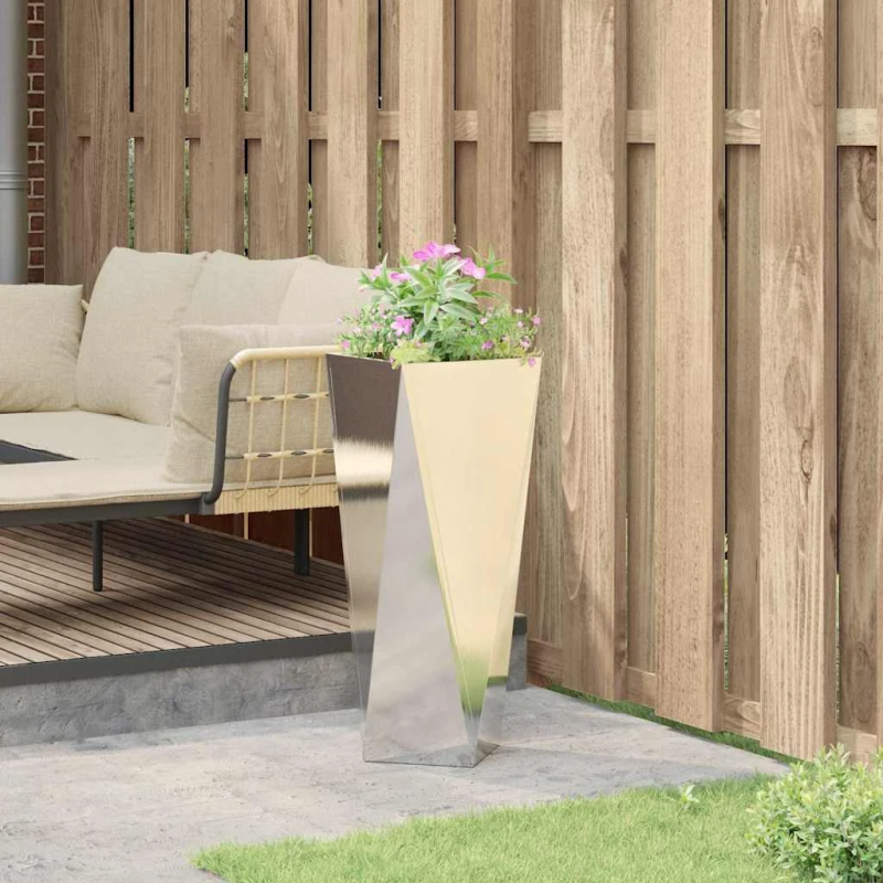 vidaXL Puķu kaste Sudraba 30 x 30 x 75 cm Nerūsējošs tērauds