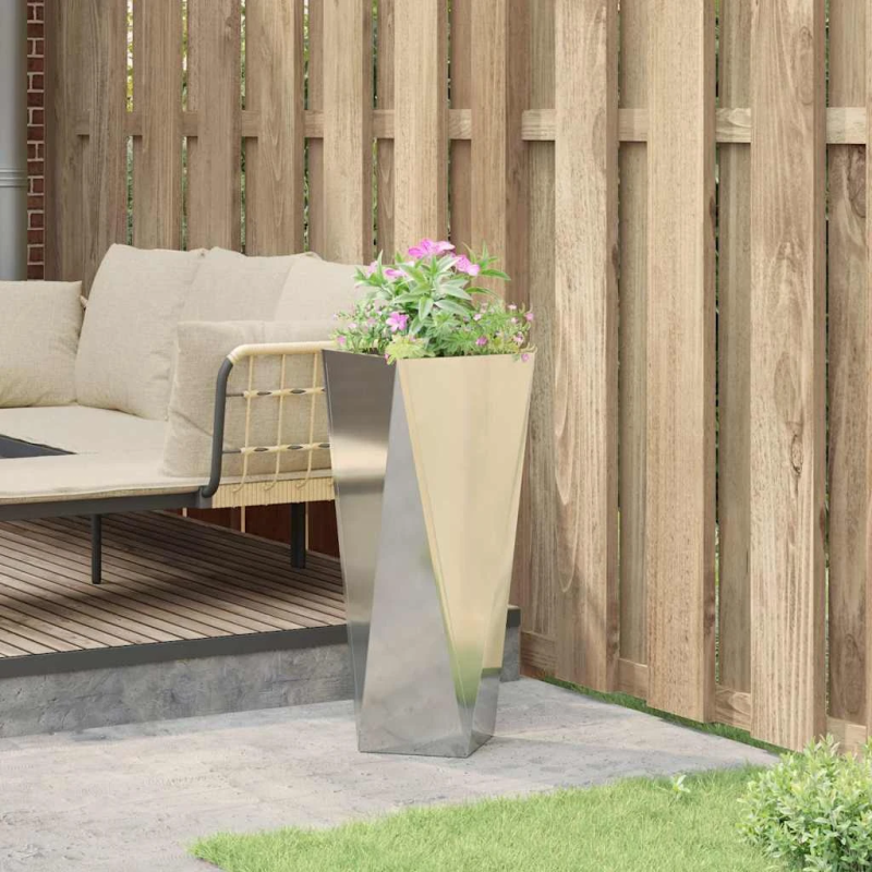 vidaXL Puķu kaste Sudraba 30 x 30 x 75 cm Cinkots tērauds