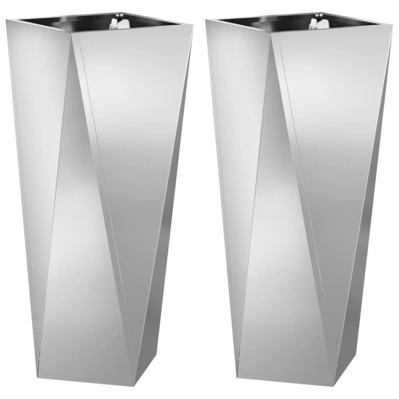 vidaXL Puķu kaste 2 pcs Sudraba 30 x 30 x 75 cm Cinkots tērauds