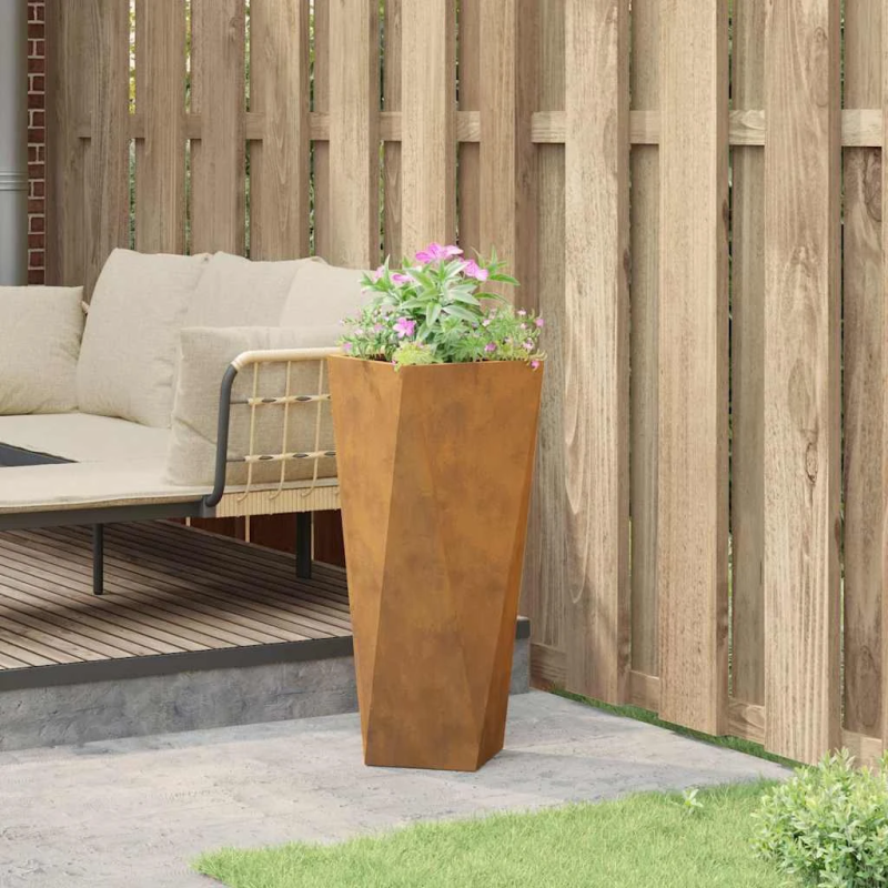 vidaXL Puķu kaste Rūsa 30 x 30 x 75 cm Novecināts tērauds