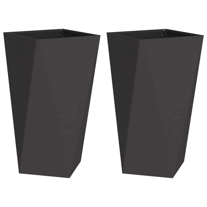 vidaXL Puķu kaste 2 pcs Melna 40 x 40 x 75 cm Tērauds
