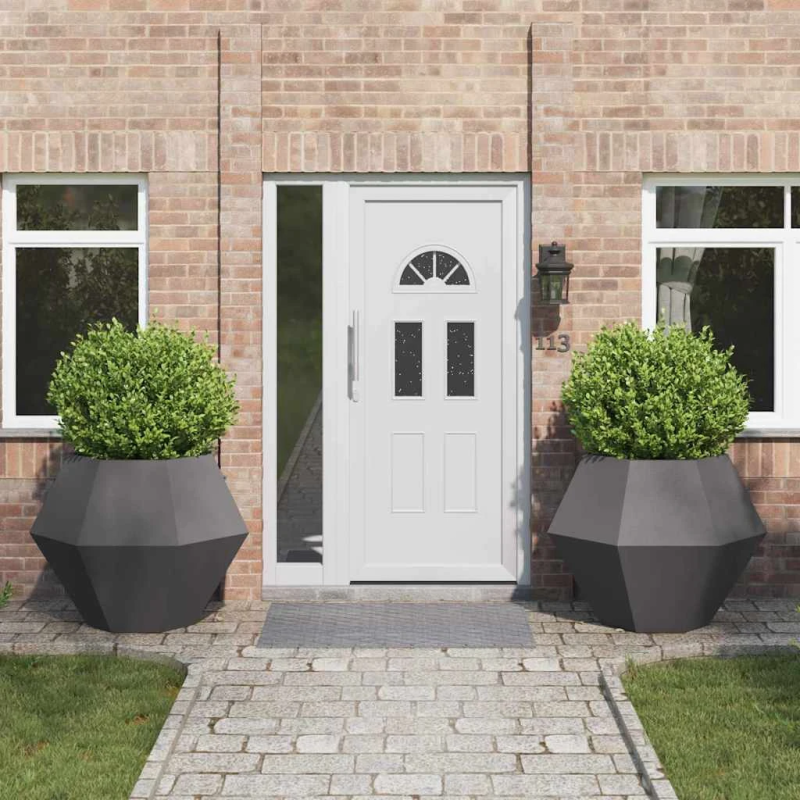 vidaXL Puķu kaste 2 pcs Melna 100 x 100 x 80 cm Tērauds