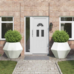 vidaXL Puķu kaste 2 pcs Balts 100 x 100 x 80 cm Tērauds