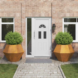 vidaXL Puķu kaste 2 pcs Rūsa 100 x 100 x 80 cm Novecināts tērauds