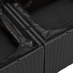 vidaXL Sodo Sofų Rinkinys su saugykla 9 pcs Juoda poliratanas