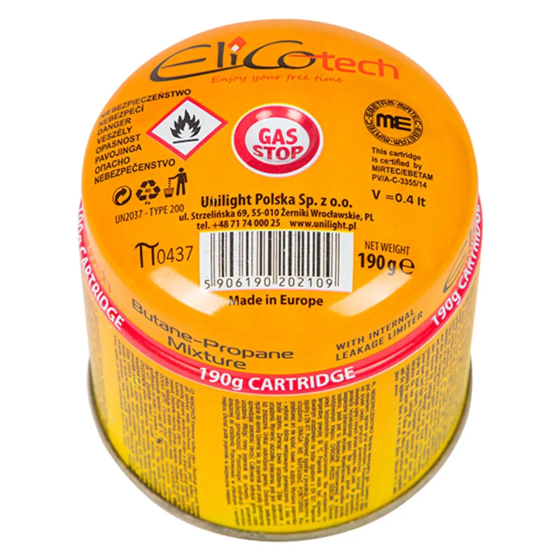 Gāzes balons 190g propāns-butāns ar pretvārstu EN417