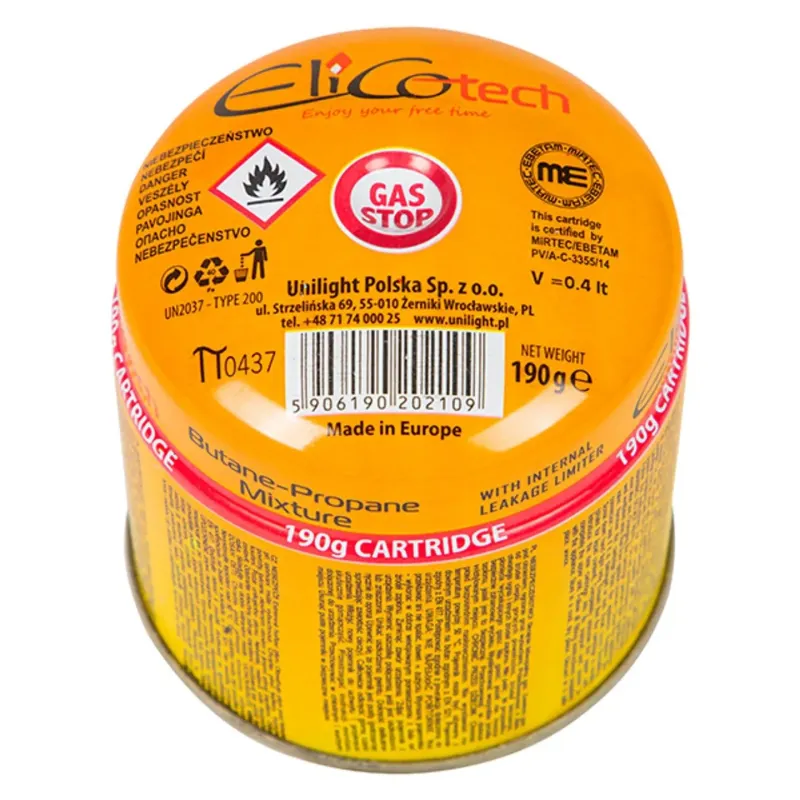 Gāzes balons 190g propāns-butāns ar pretvārstu EN417