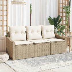 vidaXL Dārza dīvānu komplekts 3 pcs Beige un balts poliratāns