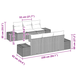 vidaXL Dārza dīvānu komplekts 7 pcs Bēšs un balts