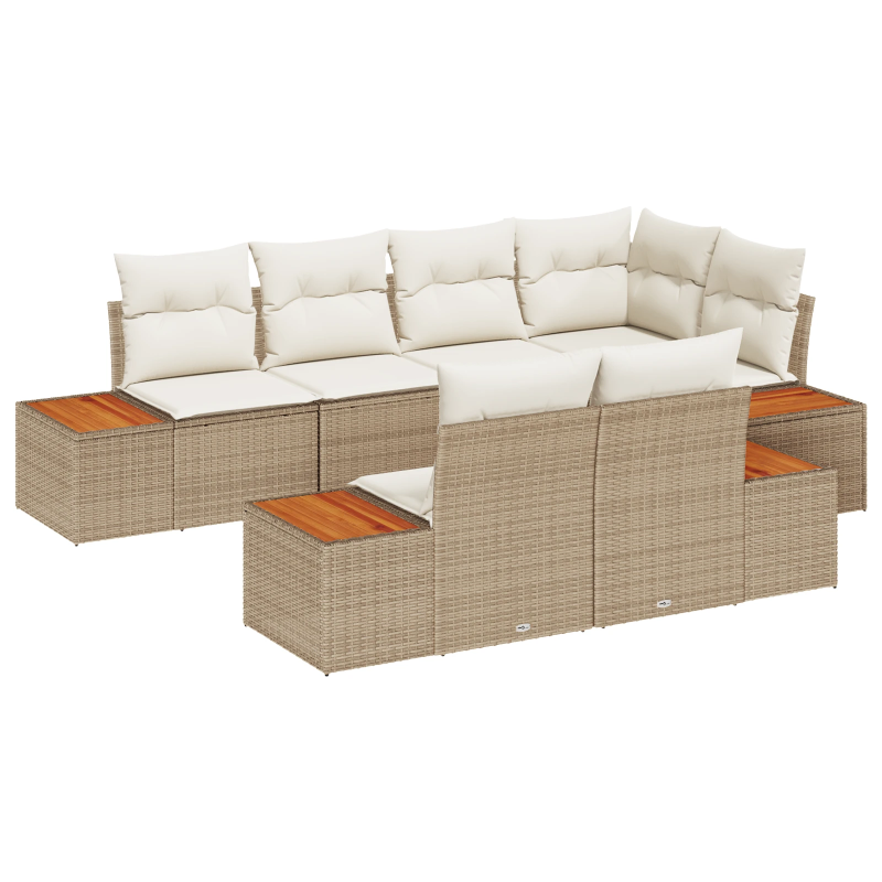 vidaXL Dārza dīvānu komplekts 7 pcs Bēšs un krēms Poliratans