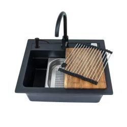 Кухонный умывальник с кухонным смесителем Alveus Atrox, 68 см x 56 см x 22 см, черный