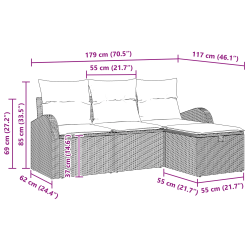 vidaXL Dīvānu komplekts ar spilvenu 4 pcs Melna poliratāns