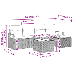 vidaXL Dīvānu komplekts ar spilvenu 6 pcs Gaiši pelēks poliratāns