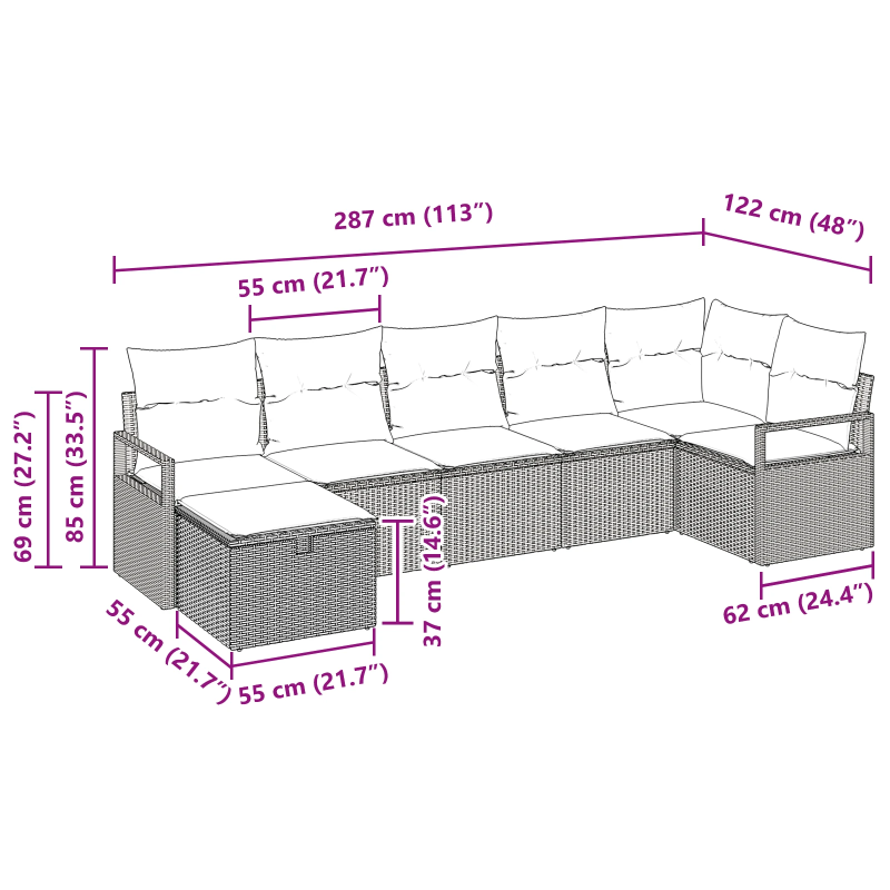 vidaXL Dīvānu komplekts ar spilvenu ar uzglabāšanu Pelēka poliratāns