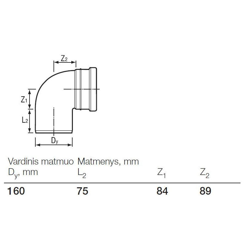 Līkums pvc ārējais d160-90