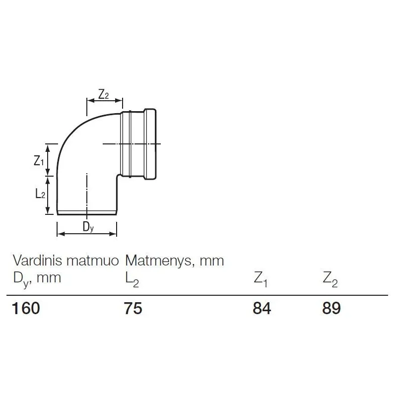 Elkonis āra kanalizācijai Wavin, 160 mm, 88.5 °
