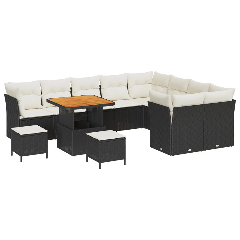 vidaXL Dārza dīvānu komplekts 12 pcs Melna poliratāns