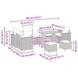 vidaXL Dārza dīvānu komplekts 10 pcs Bēša poliratāns