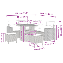 vidaXL Dārza dīvānu komplekts 8 pcs Melna poliratāns