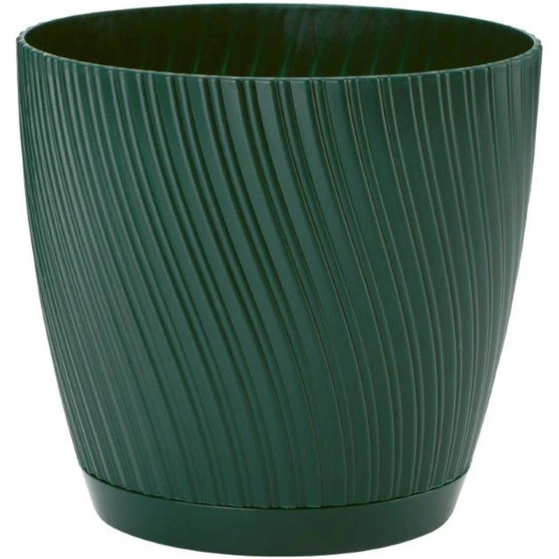 Puķu pods Mika ar paliktni 13cm, zaļš