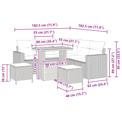 vidaXL Dārza dīvānu komplekts 8 pcs Melna poliratāns