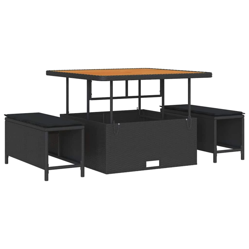 vidaXL Dārza dīvānu komplekts 11 pcs Melna Poliūtu rotangpalma