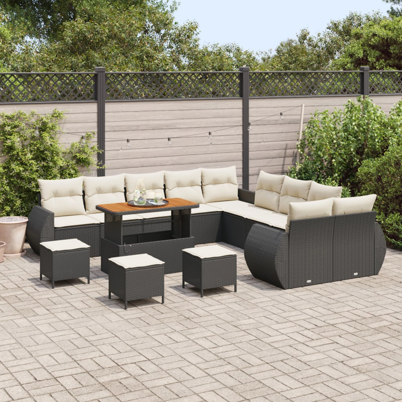 vidaXL Dārza dīvānu komplekts 13 pcs Melna poliratāns