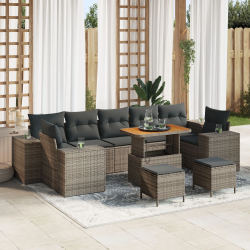 vidaXL Dārza dīvānu komplekts 10 pcs Pelēka poliratāns