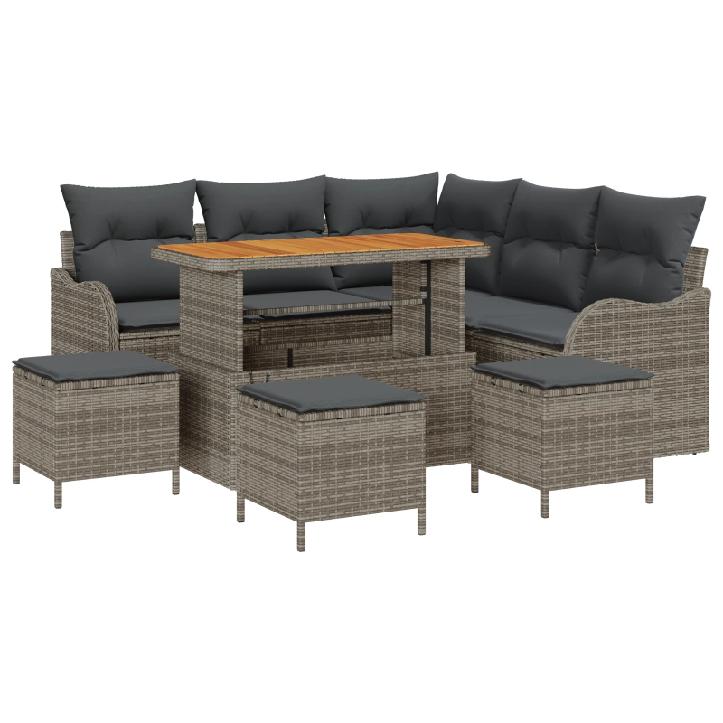 vidaXL Dārza dīvānu komplekts 9 pcs Pelēka poliratāns