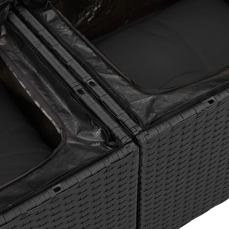 vidaXL Sodo Sofų Rinkinys su pagalve 11 pcs Juoda poliratanas