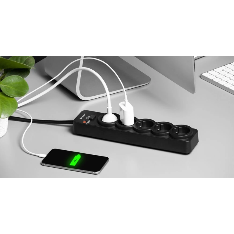 Tracer 46976 PowerGuard 1.8m Black ,5 Outlets,