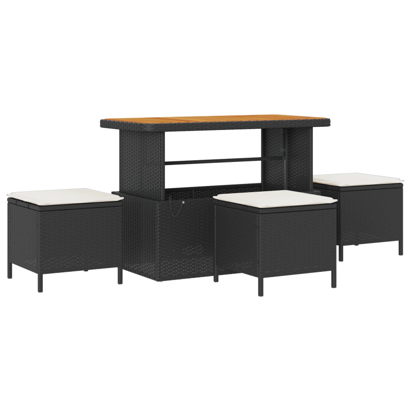 vidaXL Dārza dīvānu komplekts 10 pcs Melns un Krēmkrāsa Polirāts