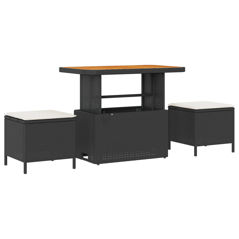 vidaXL Dārza dīvānu komplekts ar spilvenu 13 pcs Melna un krēmkrāsas