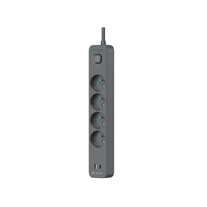 Tracer 47026 Power Line+ 1.5m ,4 outlets +1x USB A+ 1x Type C, PD18W,