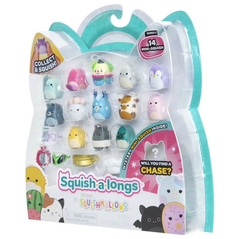 SQUISHMALLOWS SQUISH-A-LONGS Herojai, 14 vnt., 2,5 cm