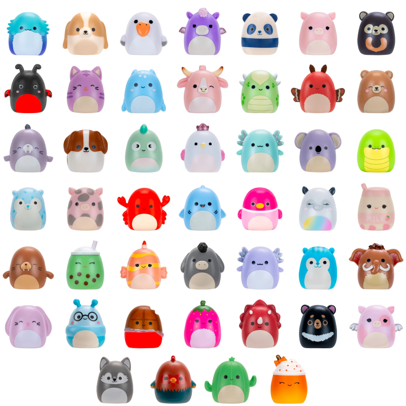 SQUISHMALLOWS SQUISH-A-LONGS figūriņas, 2-paka necaurspīdīgā iepakojumā, 2,5 cm