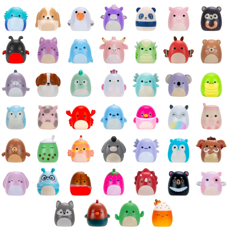 SQUISHMALLOWS SQUISH-A-LONGS figūriņas, 2-paka necaurspīdīgā iepakojumā, 2,5 cm
