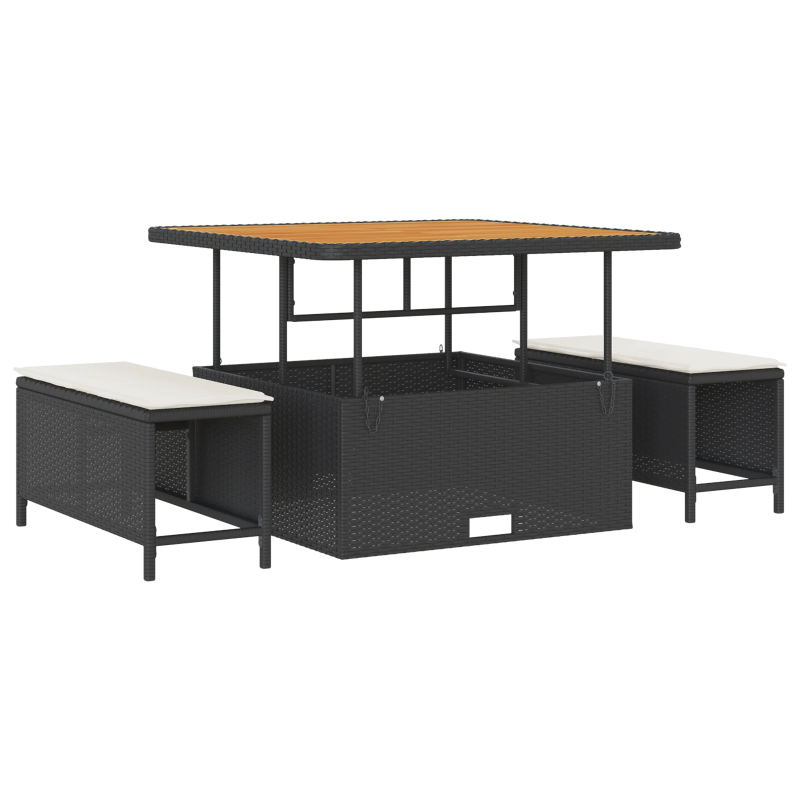 vidaXL Dārza dīvānu komplekts ar spilvenu 13 pcs Melns un Krēmkrāsa