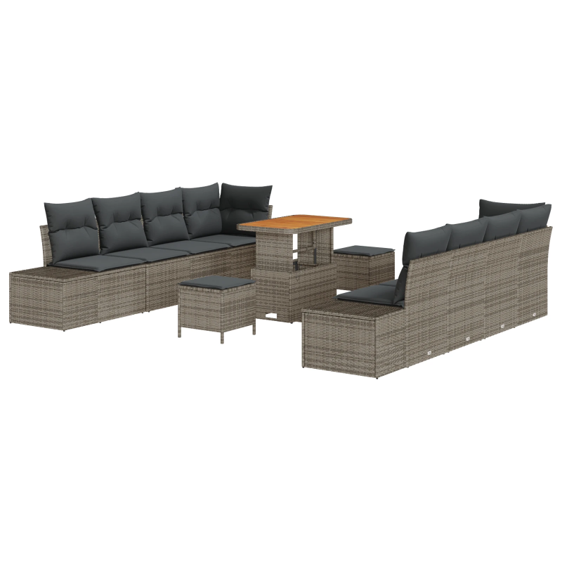 vidaXL Dārza dīvānu komplekts 11 pcs Gaiši pelēks un tumši pelēks