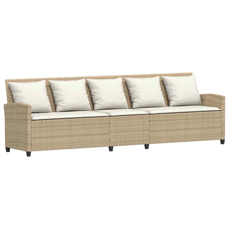 vidaXL 4-daļīgs dārza dīvānu komplekts, matrači, bēša L-veida