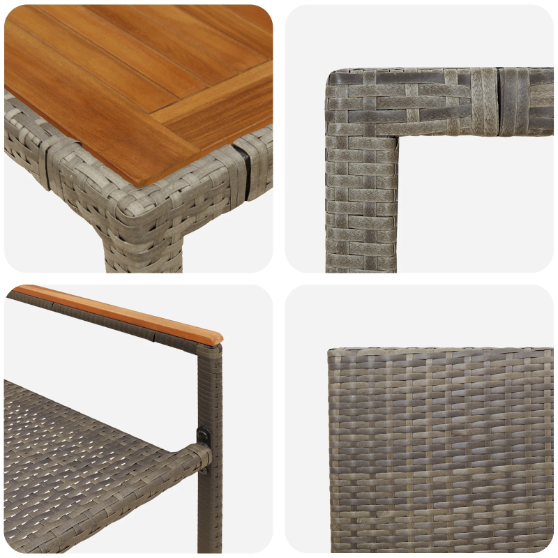 vidaXL Dārza ēdamgalds 7 pcs Pelēka poliratāns