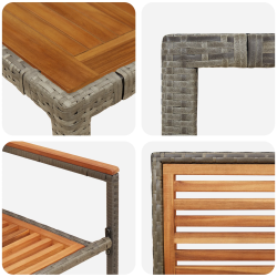 vidaXL Dārza ēdamgalds 7 pcs Pelēks un brūns poliratāns