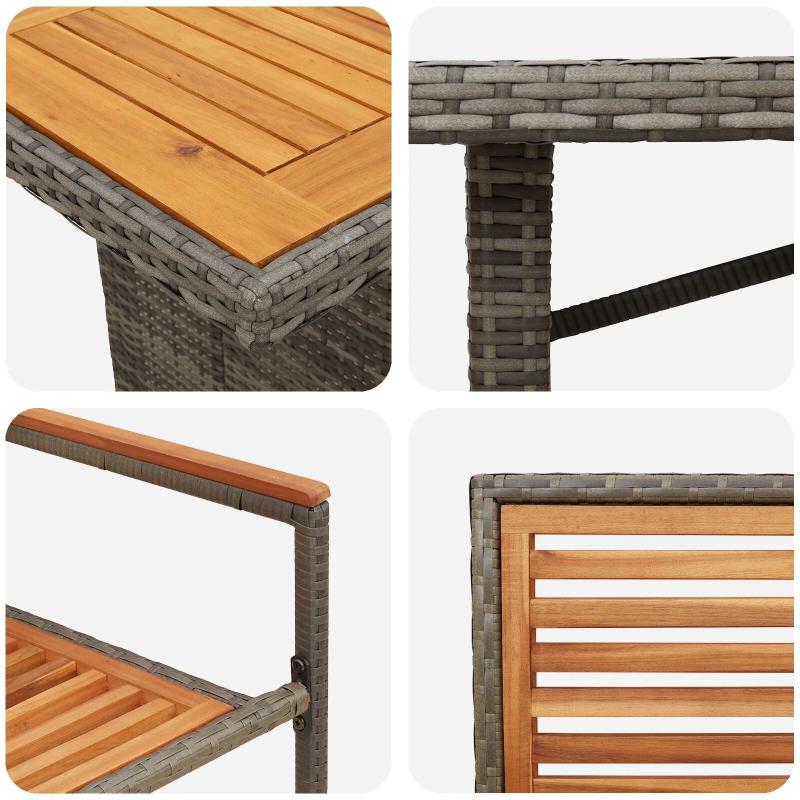 vidaXL Dārza ēdamgalds 9 pcs Pelēks un brūns poliratāns