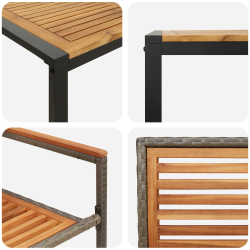 vidaXL Dārza ēdamgalds 9 pcs Pelēks un brūns poliratāns